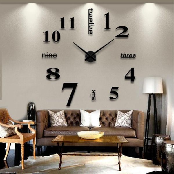 Modern Wall Clock Living Room DIY 3D Home Decoration Large Art Design