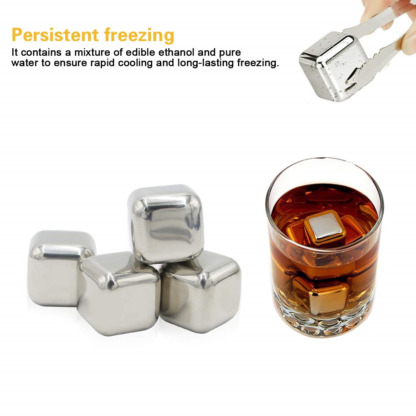 STAINLESS ICE CUBE 4 PACK