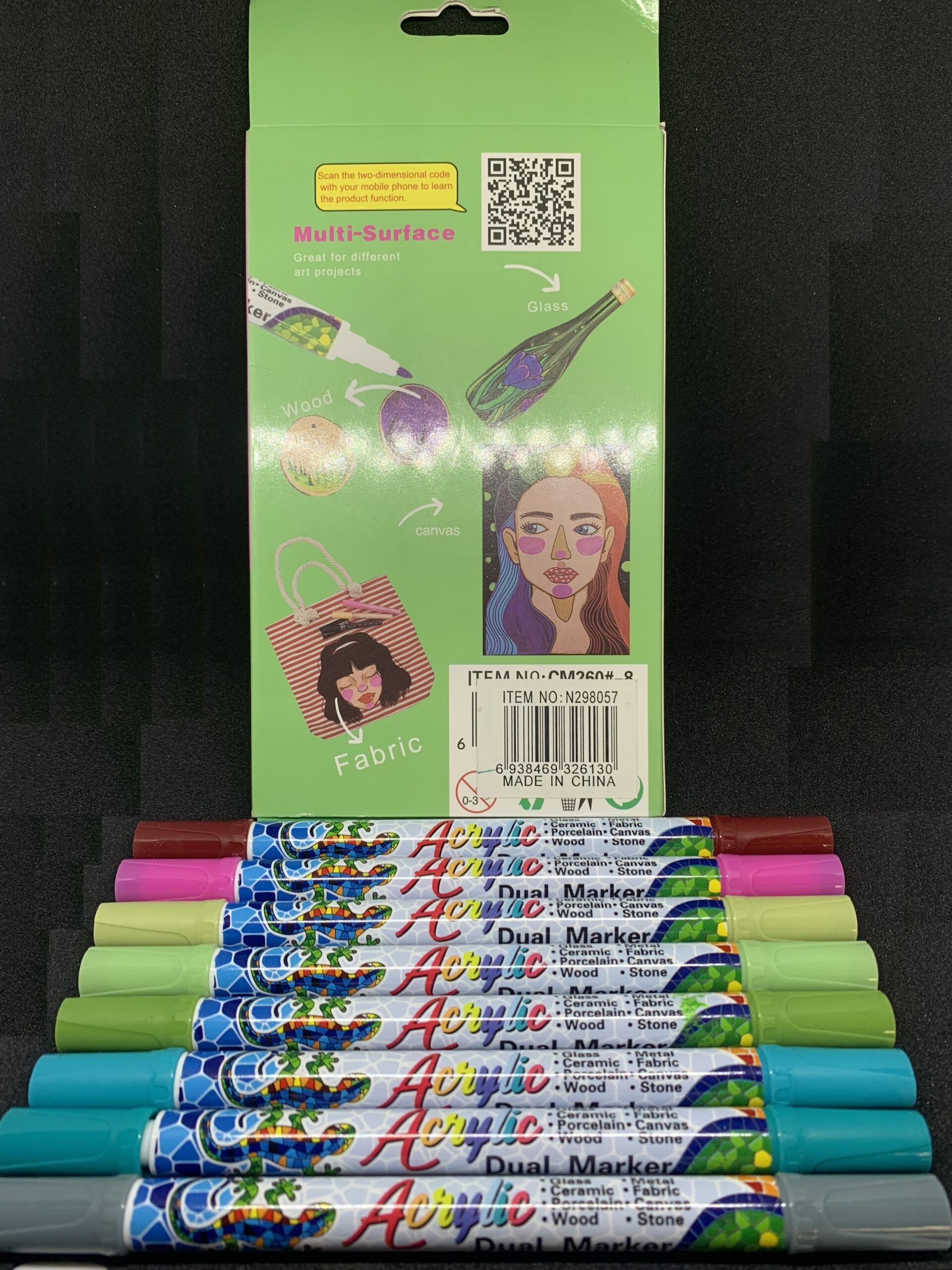 8PC ACRYLIC DUAL MARKER