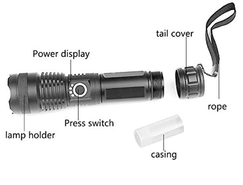 P50 Super Bright Rechargeable Torch Flashlight - Image 4