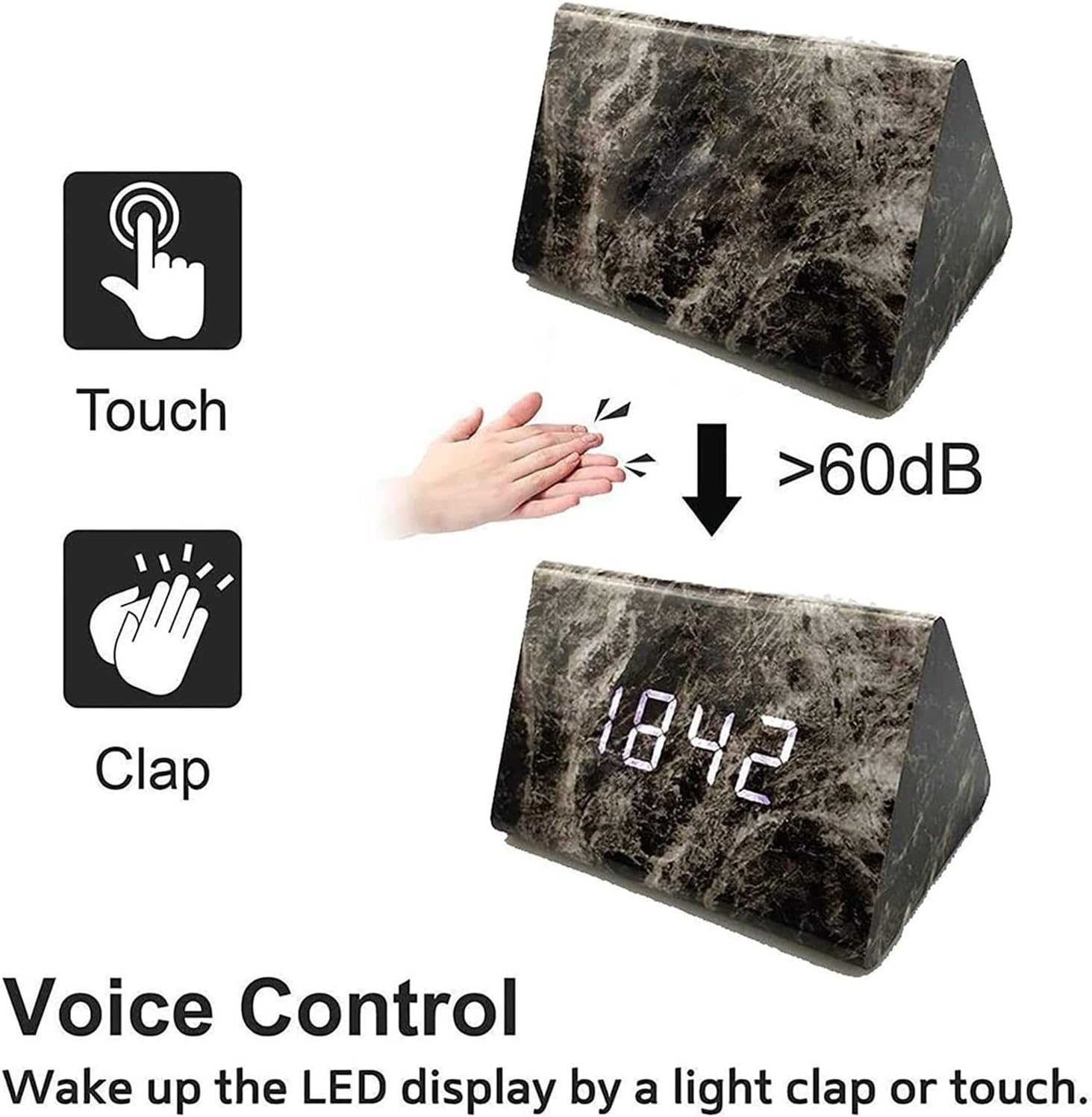 Marble Triangle Led Clock