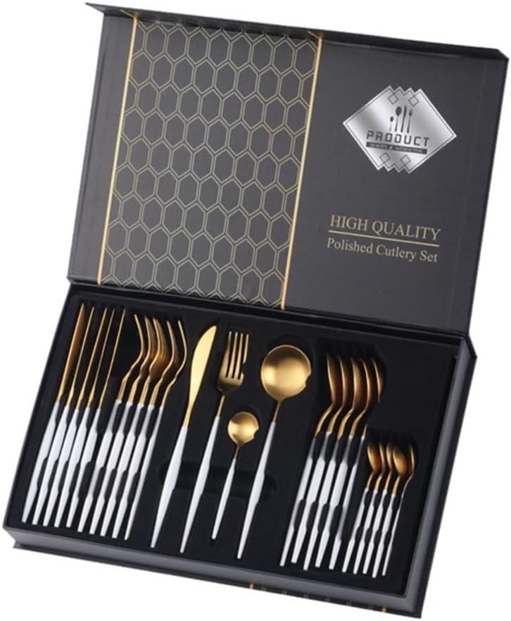 24 Piece Cutlery set(Black & Gold)