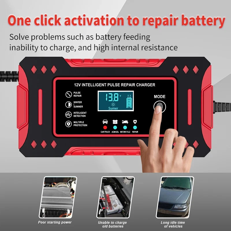 12V 6A Intelligent Pulse Repair Battery Charger - Image 4