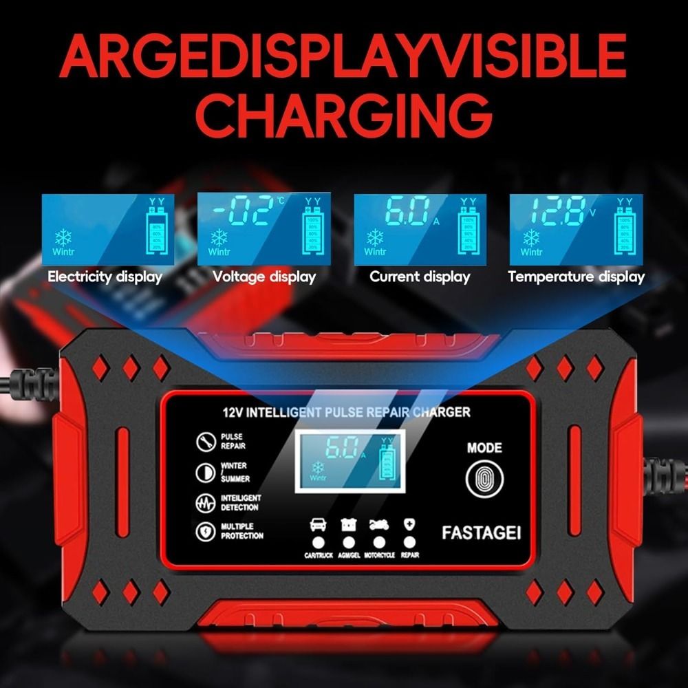 12V 6A Intelligent Pulse Repair Battery Charger - Image 6