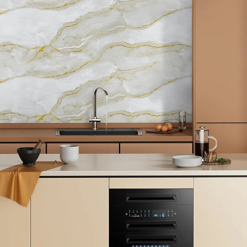 3m x 1.2m Marble Wallpaper(White & Gold(thin))2.5mm thick - Image 8