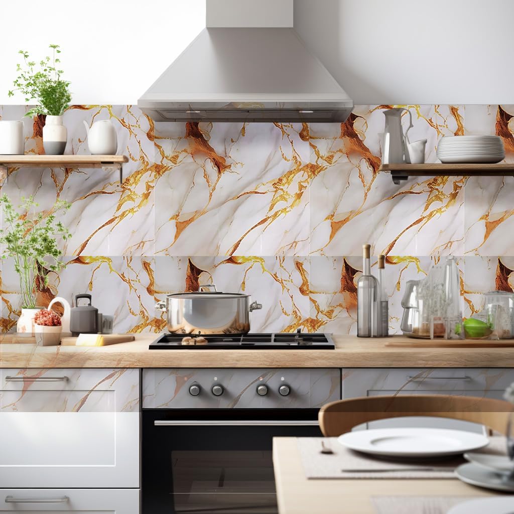 60cm x 60cm 5pc Marble Wallpaper(White & Gold) - Image 7