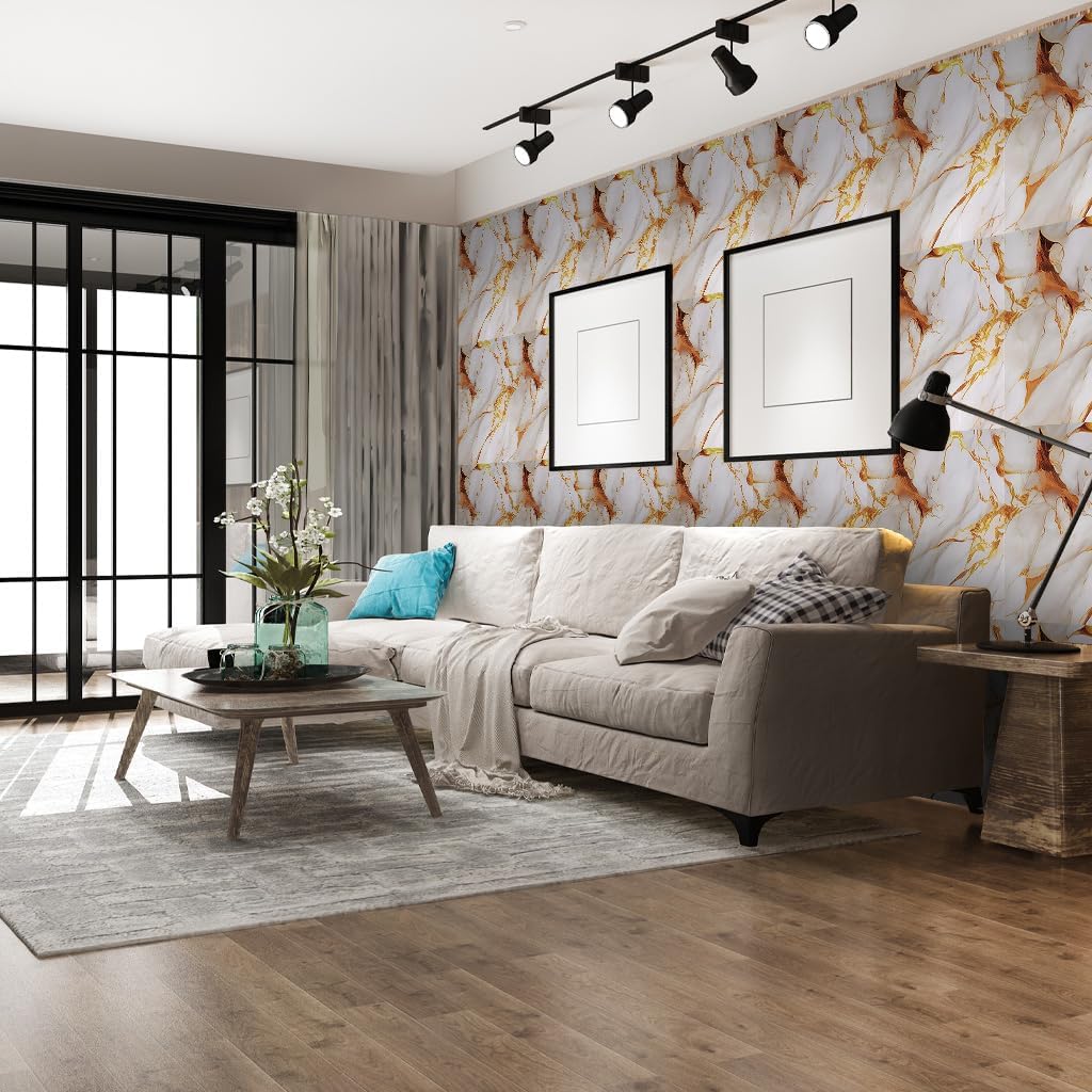 60cm x 60cm 5pc Marble Wallpaper(White & Gold) - Image 8