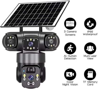 V380 Triple Lens Solar PTZ Camera - Image 3