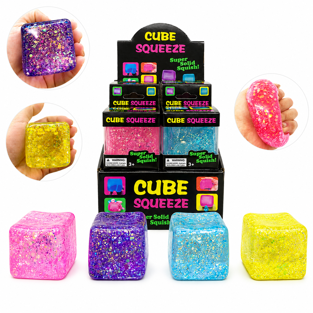 Glitter Cube Sugar Squeeze Squish Toy(5cm x 5cm) - Image 3